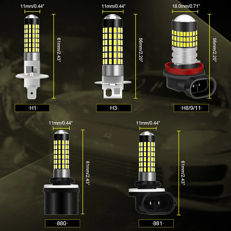 H27 Led Fog Light H27W/2 881 Auto Led Bulb Light Lamp Car Driving Running Driving H27W 2 LED 6000K White Led Car Lights Led Lights Led Bulbs Katur 2pcs