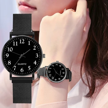 

Minimalism Women Watches Charm Heart Beautiful Ultra-thin Quartz Mesh Strap WristWatch Number Simple Clock Relogio Feminino