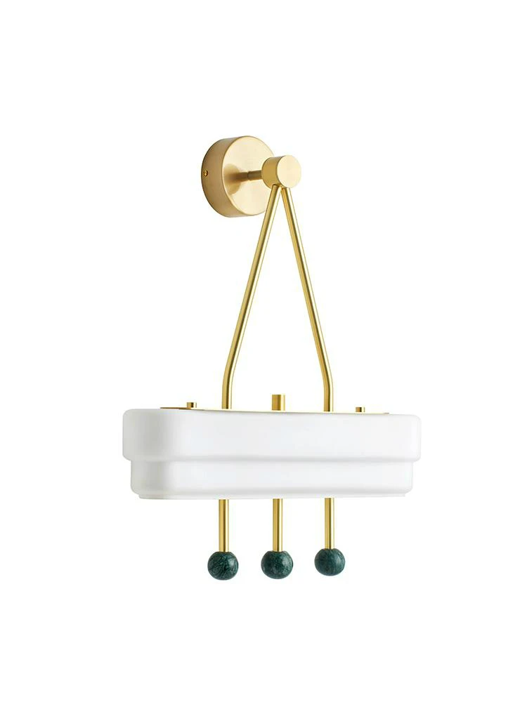 

Post-modern Marble Creative LED Wall Lighting Bedroom Bedside Glass Single Head Sconces Aisle Corridor Balcony Deco Wall Lamp