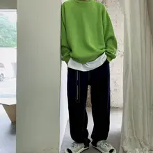 

Sweater Oversized Pullover Knitted Men Women Basic Grunge Spring Autumn Korean Fashion Loose Chic Pure Color Male Top Clothing