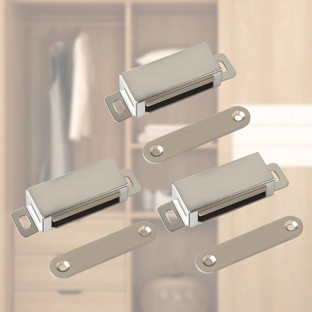 3pcs 25kg With Screws Wardrobe Home Furniture Smooth Cupboard Heavy Duty Magnetic Door Catch Kitchen Stainless Steel Hardware