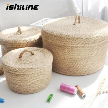 

Jute Desktop Storage Basket Key Storage Basket Sewing Bag Snack Basket Sundries Storage Box Storage Box With Lid