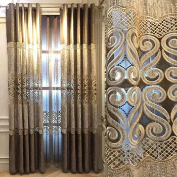 

Modern Curtains Are Suitable for Living Room Dining Room Velvet Hollow Embroidery High-end Laser Embroidered Velvet Curtains