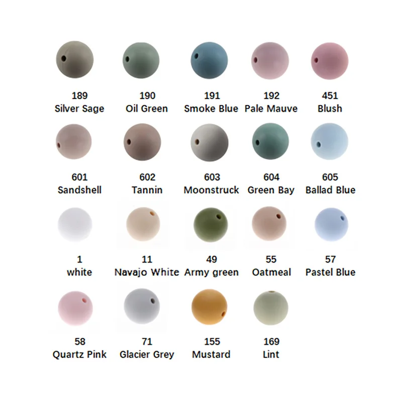New Color 100PC Silicone 15mm Round Baby Teether Loose Bead Bpa Free Newborn Chewing Teething Necklace Bracelet Jewelry Making 6