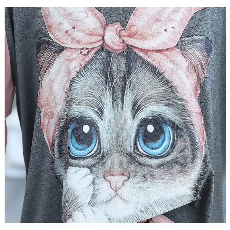 Pyjama Ample Gris Pour Femme Vetement De Nuit Decontracte Couleur Modal Raglan Chat Dessin Anime Grande Taille Xl Pour Le Service A Domicile Aliexpress