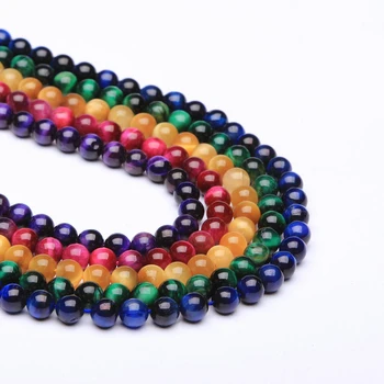 

Natural tiger eye 4-12mm round Gemstone beads for 925 sterling silver Jewelry Making Necklace Bracelet 15inch ICNWAY