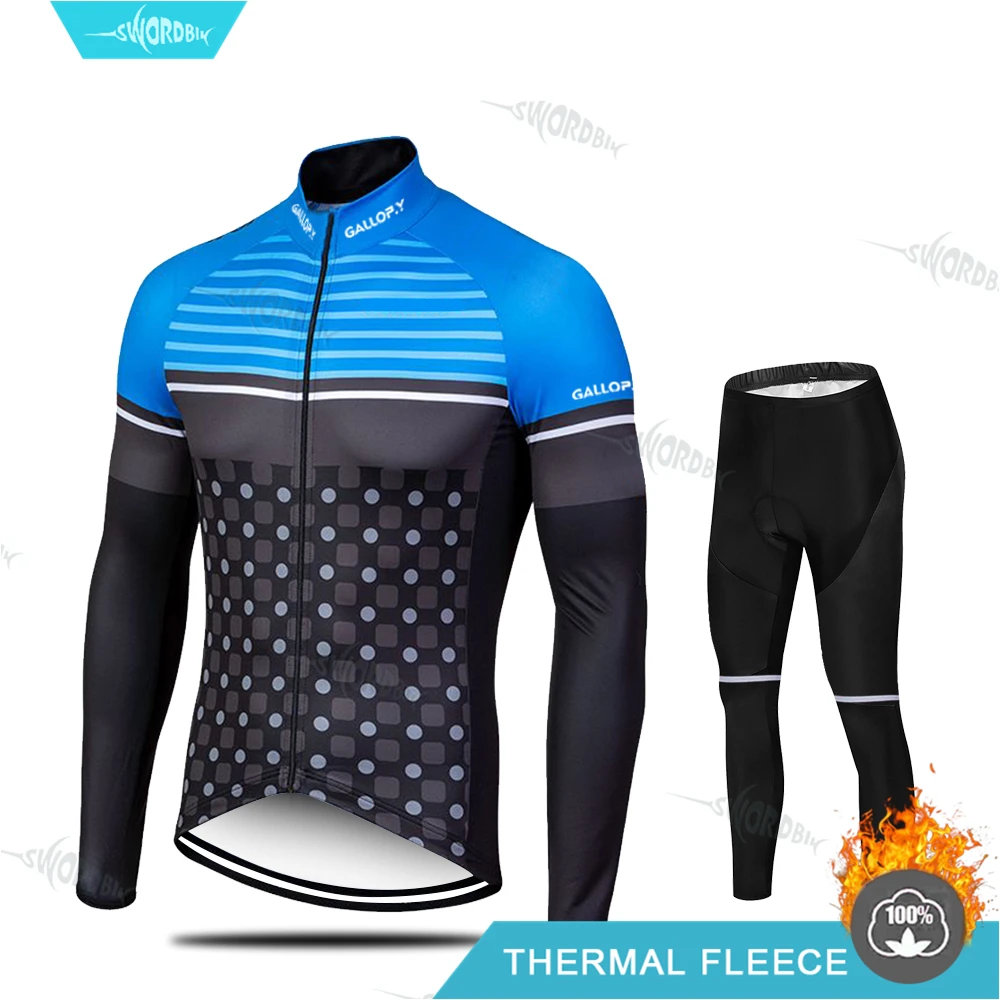 Normal Cycling Set Ropa Ciclismo Hombre Pro Team Зимняя одежда теплая флисовая велосипедная футболка с длинным рукавом Одежда для велоспорта теплый комплект Ropa Ciclismo - Цвет: Normal Cycling Set