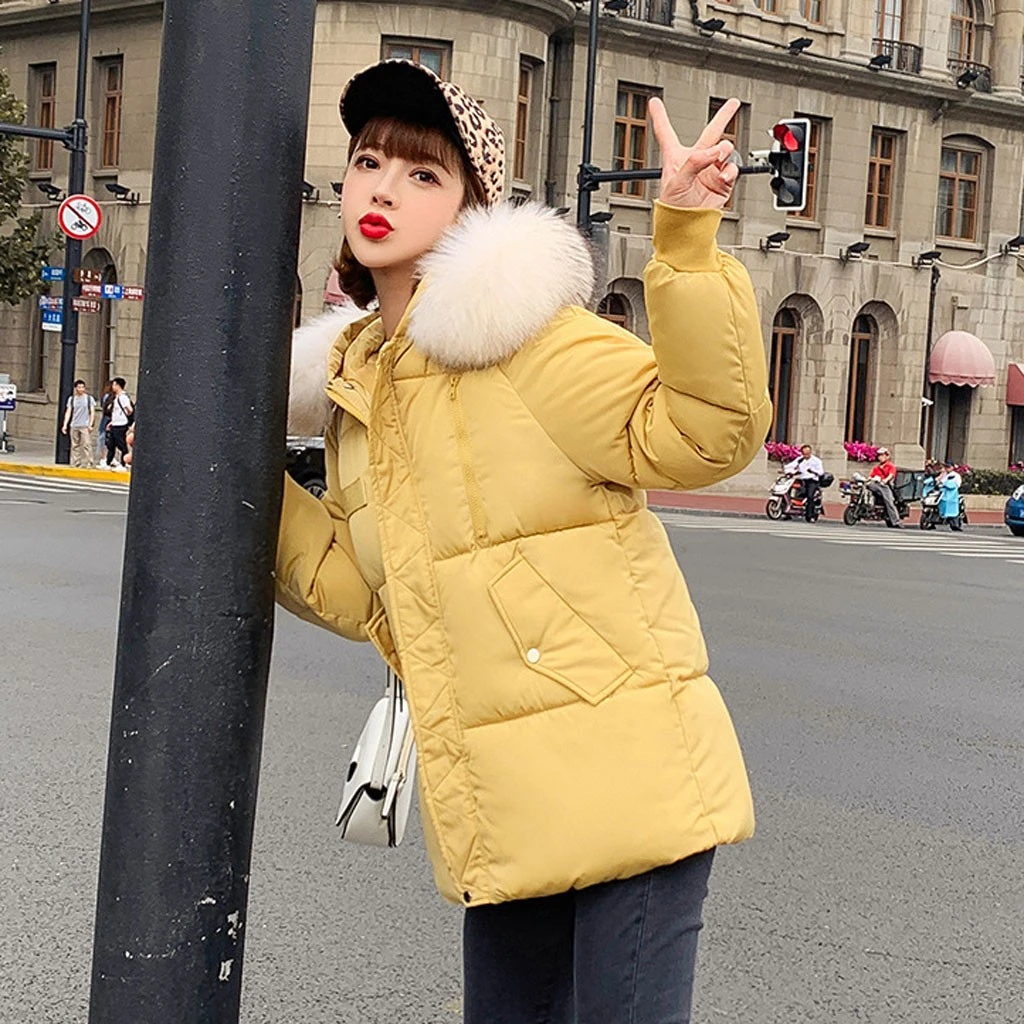 CHAMSGEND Womens Winter Jackets And Coats 2019 Parkas Wadded Warm LooseThick Outwear With A Hood Large Faux Fur Collar 1022