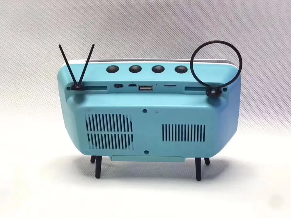 Мобильный ТВ Bluetooth динамик портативный мини-динамик беспроводной стерео музыка объемный бас HiFi Звук ретро-динамики для сотовых телефонов - Цвет: Небесно-голубой