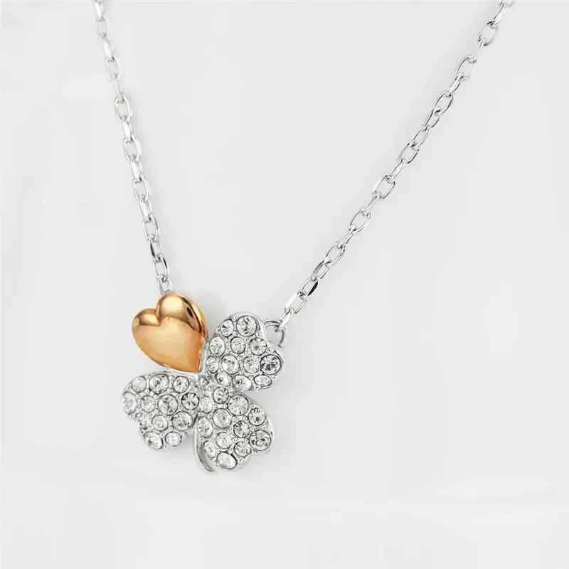 Swarovski кристалл элемент ожерелье-Клевер сердце кулон ожерелье колье