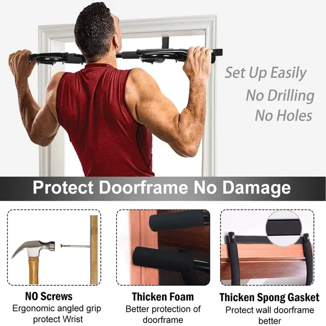 Deluxe Doorway Chin up Bar Adjustable Horizontal Bars for Pullups Push