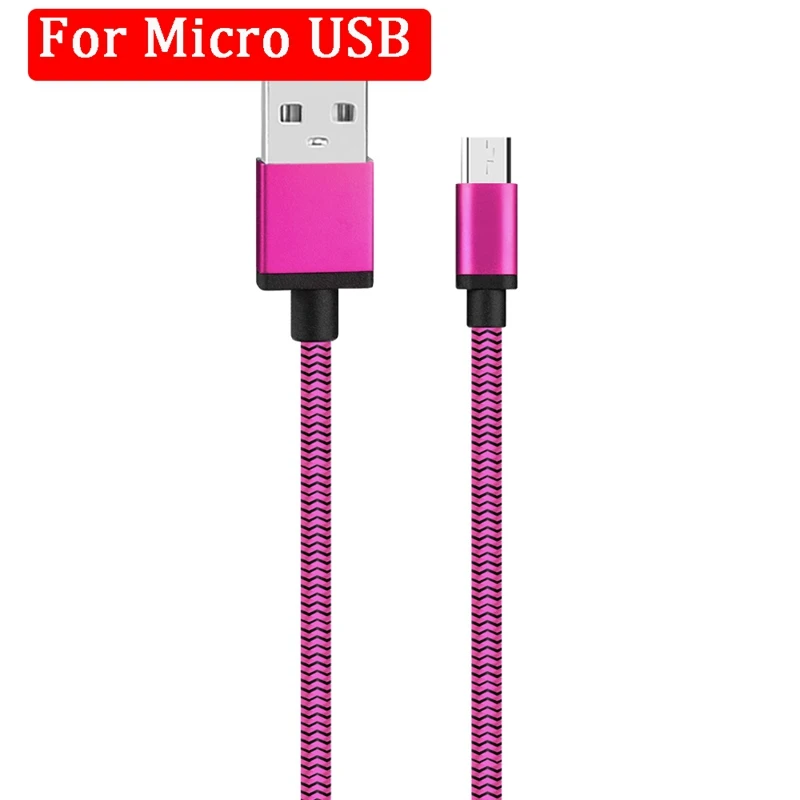 Micro USB Rose Red 2 м кабель для зарядного устройства Micro usb микрокабель type C Быстрый Android зарядное устройство для передачи данных Быстрая зарядка длинный провод шнур - Цвет: Micro USB Rose Red