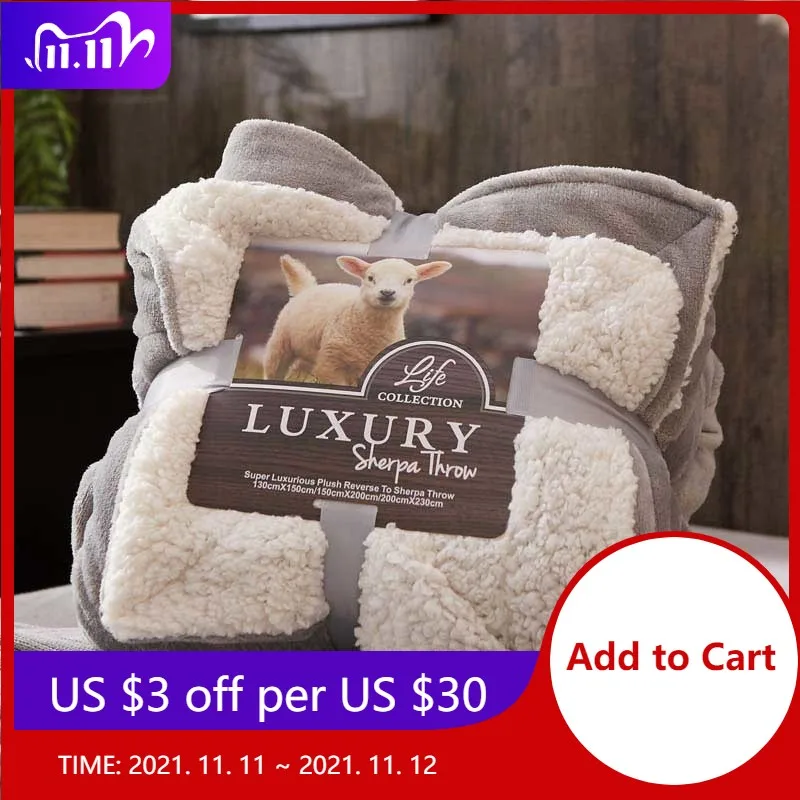 All Season Sherpa Fleece Fluffy Lamb throw Blankets Quilt Kids Comforter Bed Linen Plaid Teens | Дом и сад