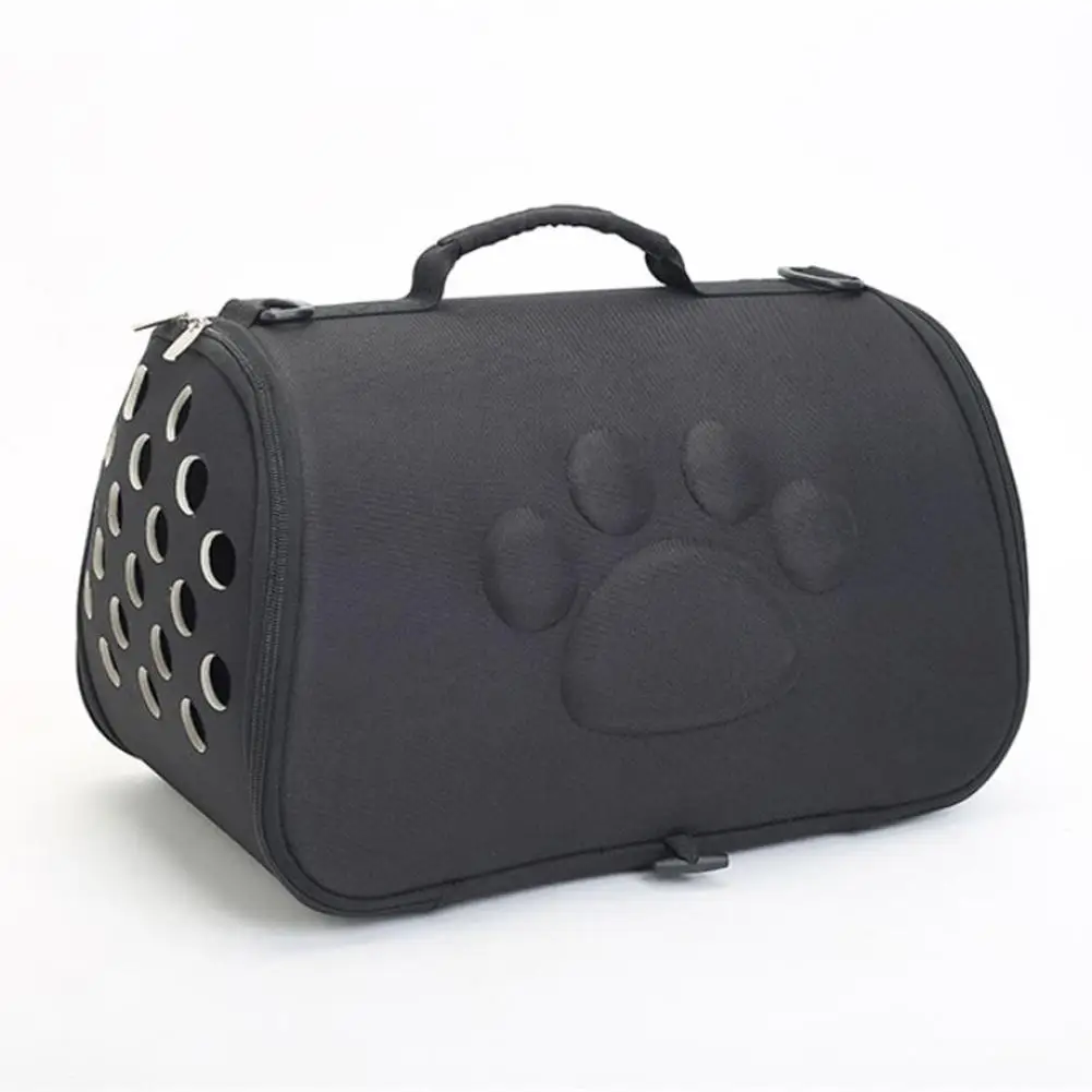 Переносная переноска для щенков, складная сумка для питомцев с отверстиями, дорожная сумка для собак, переноска для щенков, сумки на плечо для наружных кошек, собак, путешествий - Цвет: black
