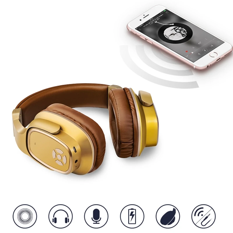 OneDer S2 Head-mounted Wireless Bluetooth Version 5.0 Headset Headphones with Mic Handsfree TF Card USB Drive AUX FM
