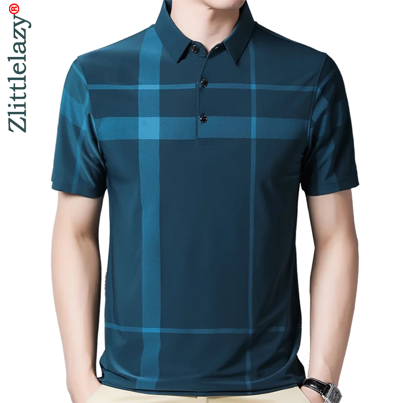 2022 New Short Sleeve Polo Tee Shirt Men Casual Summer Striped Men's