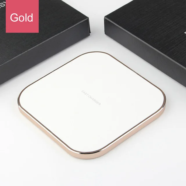 Gold 15 Вт Qi прямоугольная Беспроводная зарядная панель для samsung S10 S9 10 Вт 7,5 Вт быстрый беспроводной зарядный блок для iPhone X 8 huawei Xiaomi - Тип штекера: Gold