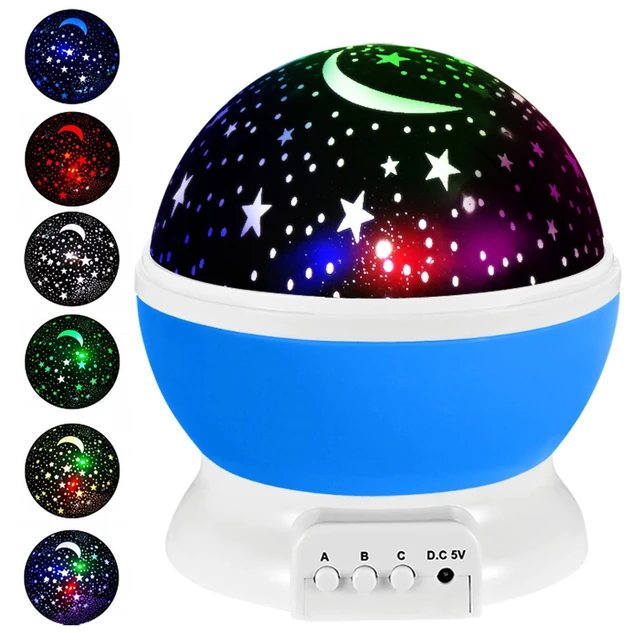 LAMPARA ESTRELLAS USB NOCHE PROYECTOR GIRATORIO