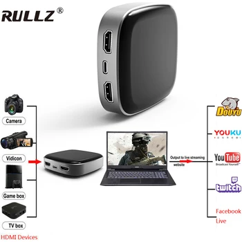 

4K HDMI Game Capture Card 1080P USB 3.0 VIDEO Capture Device for Facebook Live Streaming Broadcast Video Recording TV Loop-out