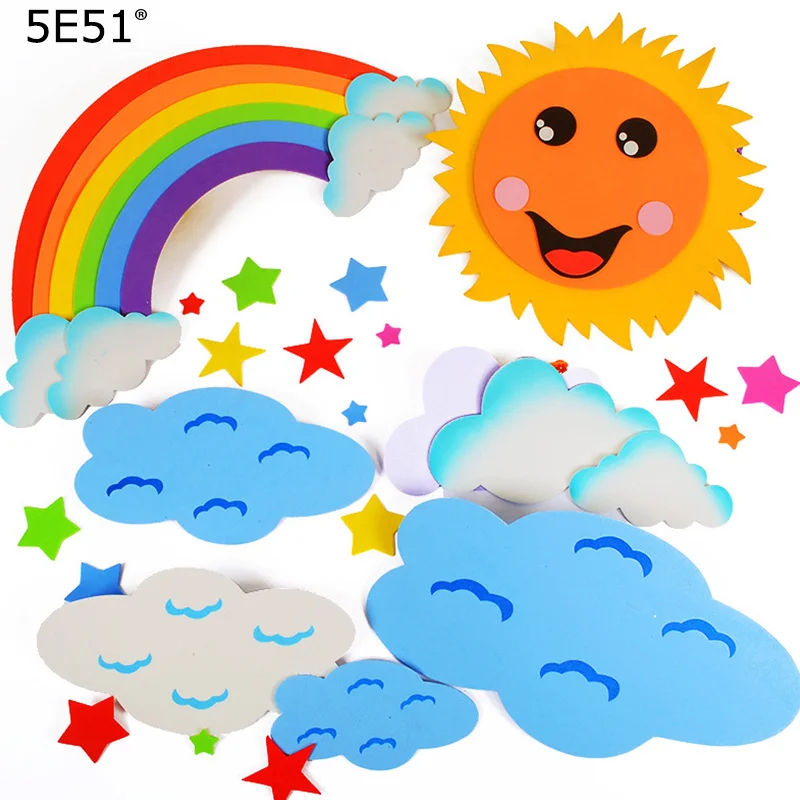 

Creative DIY Foam Rainbow Cloud Sun for Kids Learning Educational Toy Wall Decor