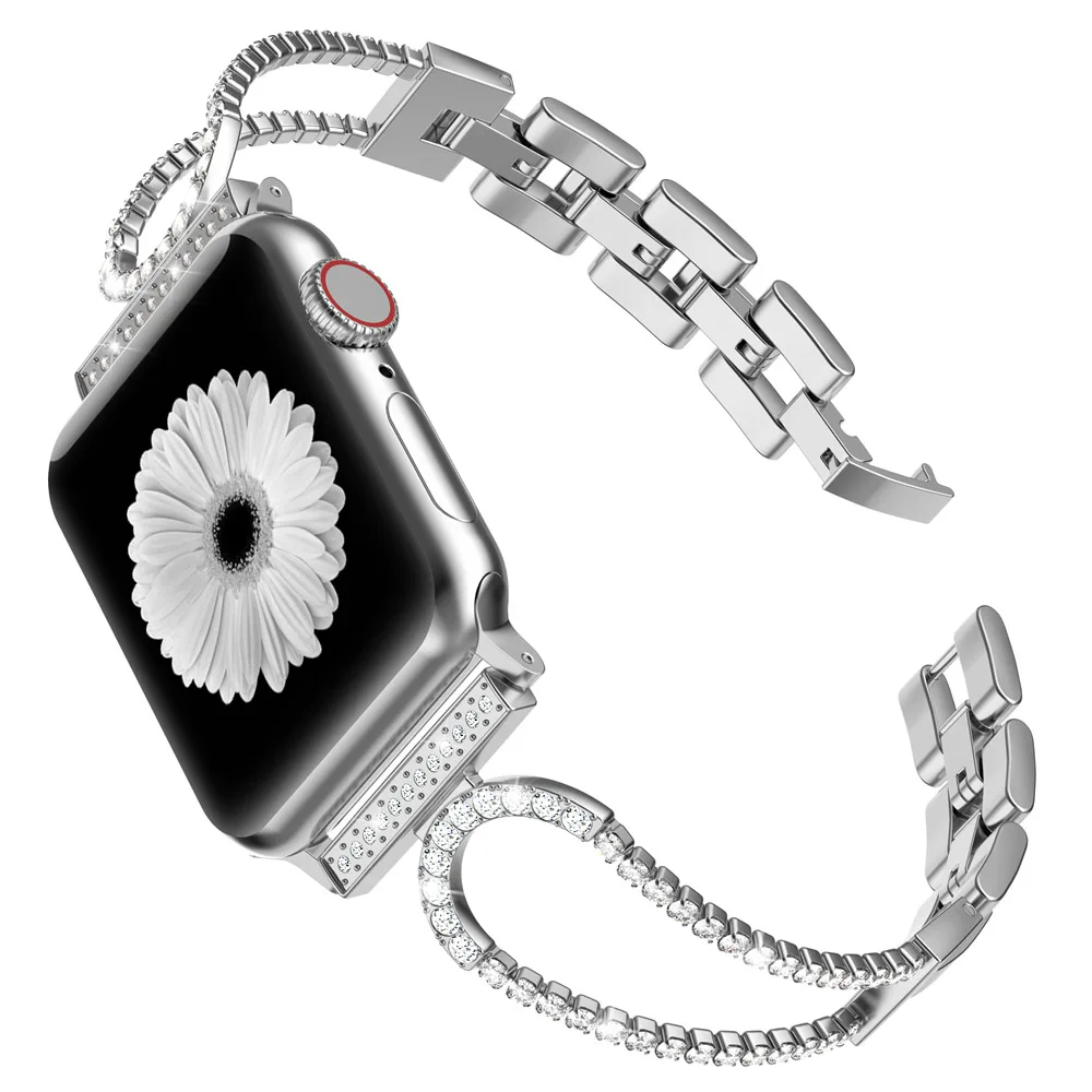Meatl алмазный браслет со стразами для Apple Watch 40 мм 44 мм 42 мм 38 мм ремешок из нержавеющей стали для iwatch роскошный браслет ремень