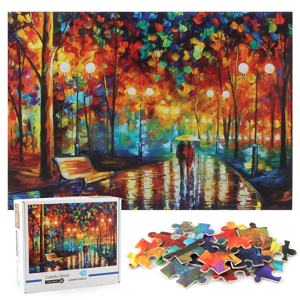 

Jigsaw Puzzle for Adults & Fun Fact Poster 1000 Piece Starry Sky Maple Forest Natural Scenery Fallen Leaves