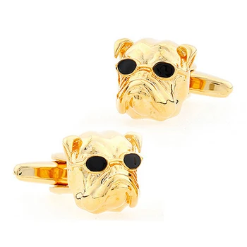 

Bulldog Cufflinks Fashion Men's Unisex Gifts French Shirt Buttons Accessories Personality Trendy Golden Animal Dog Cuff Links