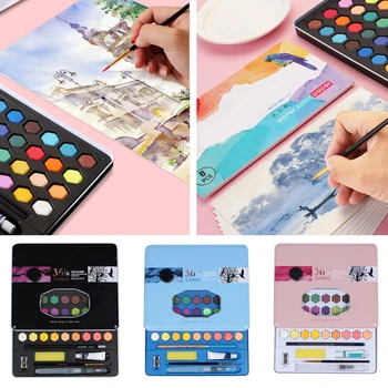 

Professional Non Toxic Sketching For Beginners Watercolor Paint Set Students Bright Color Solid With Box Gift Art Supplies