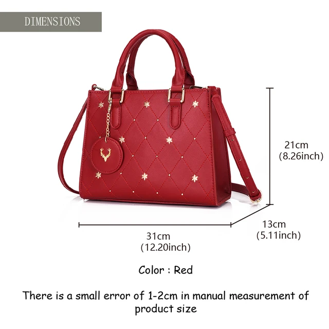 100% Genuine Leather Handbags For Women 2021 New Classic Fashion Luxury Red Shoulder Bag Famous Designer Brand Handbag Deer 4