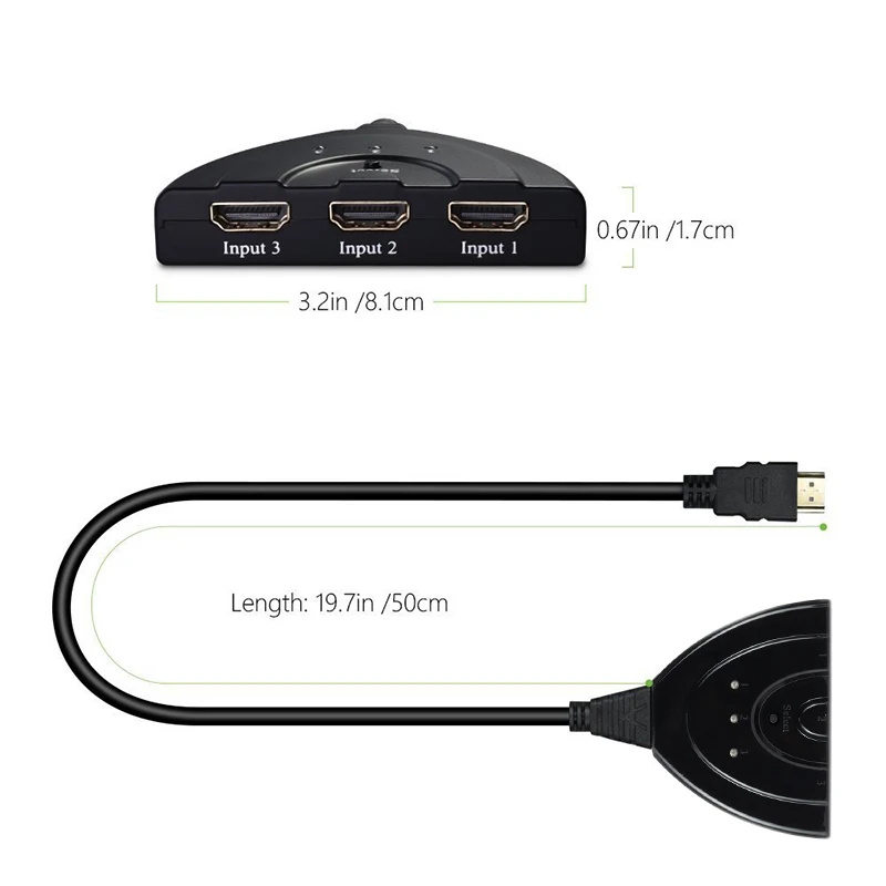 Мини разветвитель HDMI с 3 портами USB Кабель адаптер 1 3b 4K 1080P коммутатор в хаб PD для