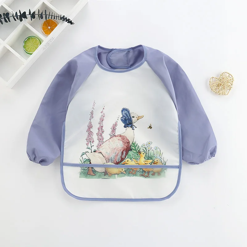 Cute Baby Bibs Toddler Baberos Bavoir Waterproof Long Sleeve Apron Cartoon Animals Children Feeding Smock Bib Baby Stuff 0-3Y baby headband