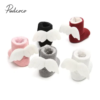 

Pudcoco 2019 New Infant Angel Wings Boots Winter Soft Baby Snow Booties Newborn Xmas Gift Baby Furry Warm Solid Crib Shoes 0-18M