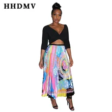 HHDMV летние женские плиссированные юбки Повседневные цветные юбки Женская высокая уличная ветер юная Женская юбка с принтом GYC11782