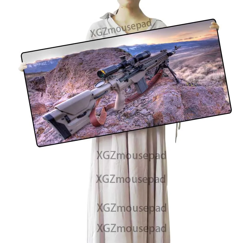 XGZ Sniper Gun Large Landscape Mouse Pad Black Exquisite Lock Edge Home Computer Desk Mat Speed Non