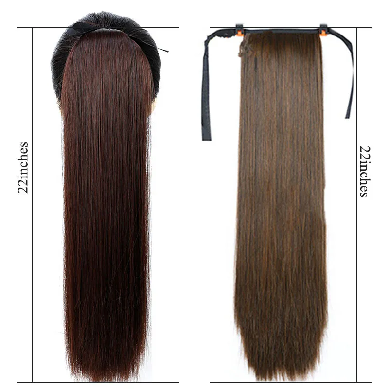 AILIADE афро поддельные волосы булочка красный прямой шнурок конский хвост парик ложный шиньон-хвост Синтетический зажим для наращивания волос 22"