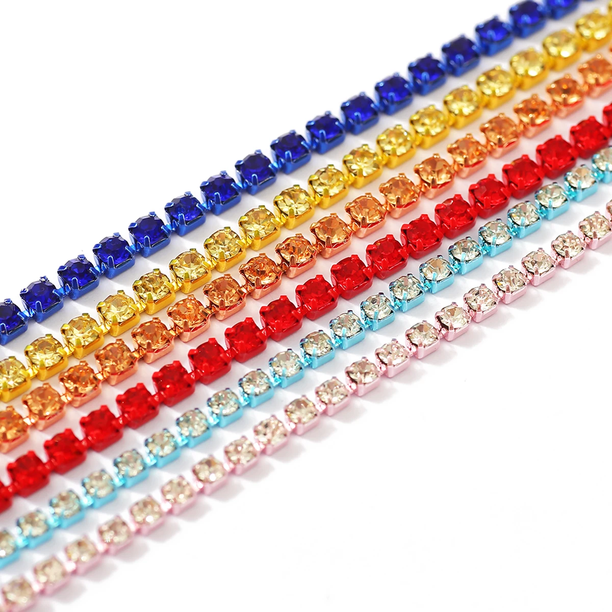 Colorful Rhinestone Chain for DIY Sewing and Clothing Accessories
