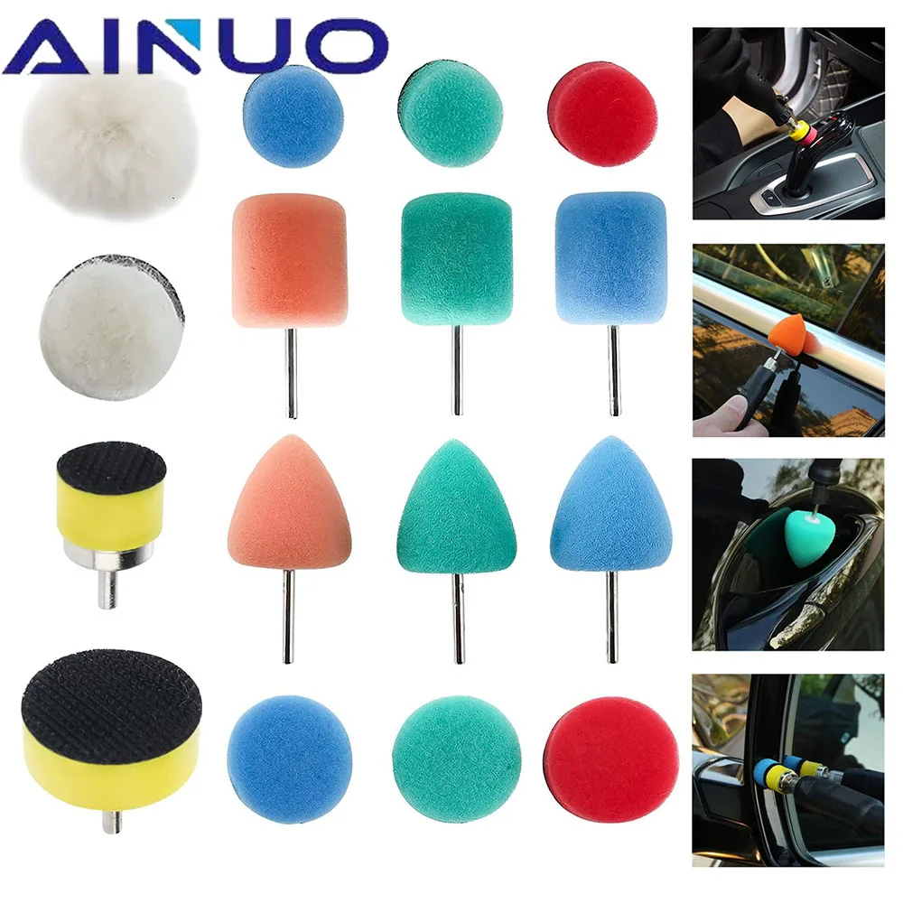 Foam Drill Polishing Cone Ball Pads Kit Car Hub Waxing Buffing Wheel  Polisher 3