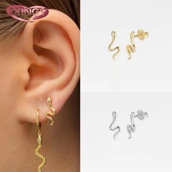 

Small Snake EarJacket Earrings For Women 925 sterling silver Reptile Jewelry Animal Stud Earrings Fashion ear Jewelry Gift