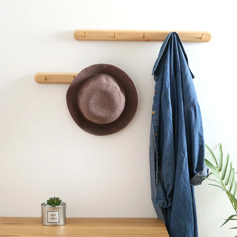 Robe Hook Wall Mounted Coat Rack Hat Clothes Hanging Hanger Wooden