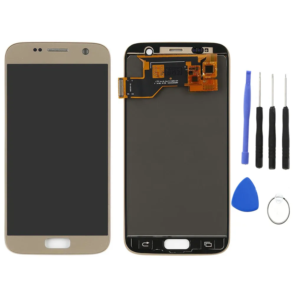 AAA для samsung Galaxy S7 G930F G930A G930V ЖК-дисплей с сенсорным экраном замена дигитайзера G930F ЖК-дисплей для samsung S7 ЖК-экран - Цвет: Gold with tools
