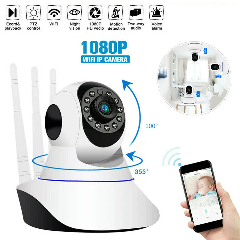 

FISTAK 1080P WiFi IP Camera Home Security Two Way Audio Baby Monitor Wireless CCTV Infrared Night Vision Surveillance Camera