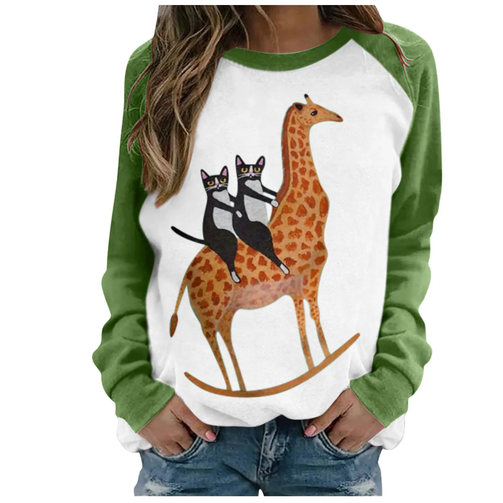 

Top Selling 2020 Sweatshirt Women Casual Cat Printing Raglan Long Sleeve Shirts Blouse Tops Support Wholesale Dropshipping #LR3