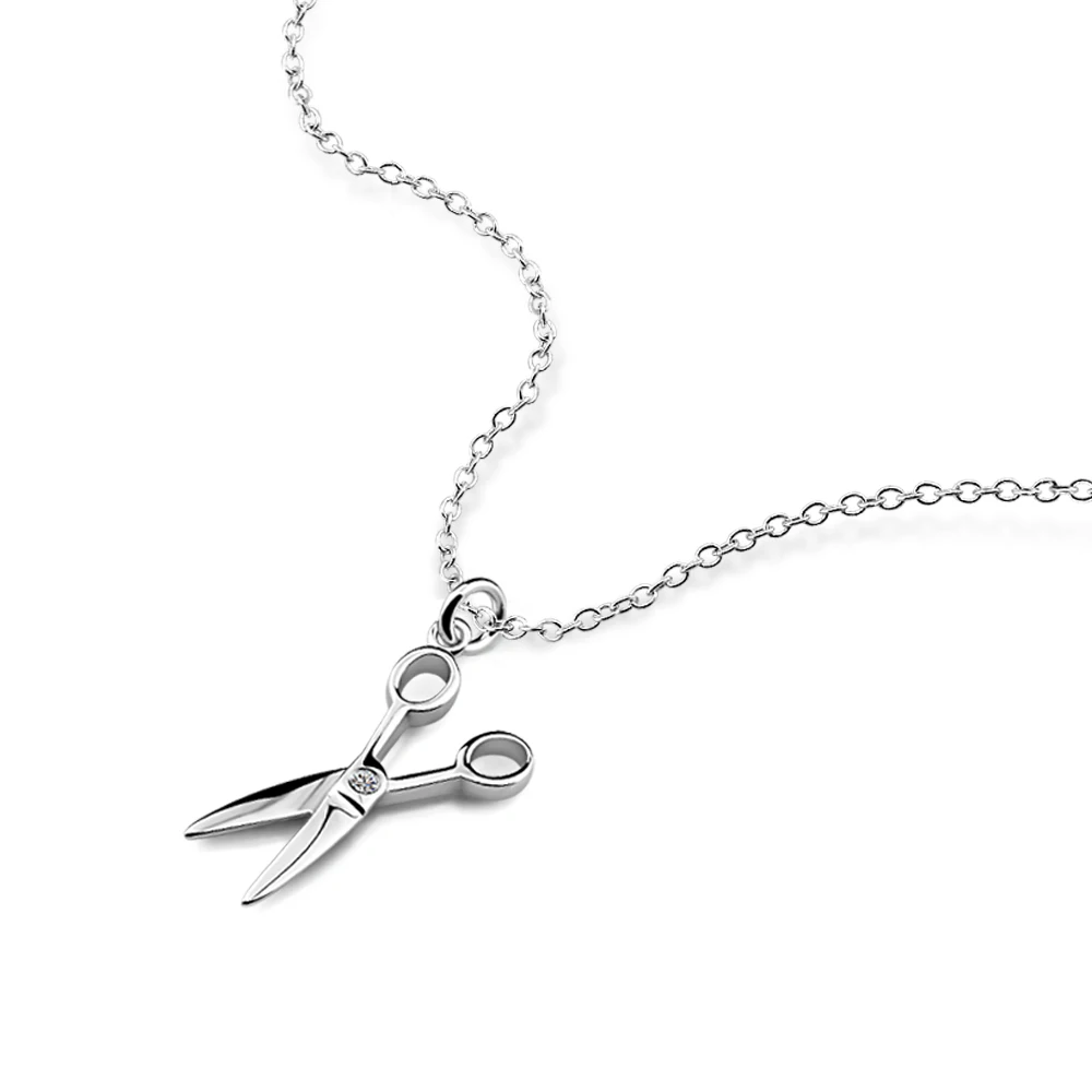 Girls Fashion Scissors Pendant Necklace Creative 100% 925 Sterling Silver  Chocker Woman Chain Solid Silver Jewelry Wholesale - Necklaces - AliExpress