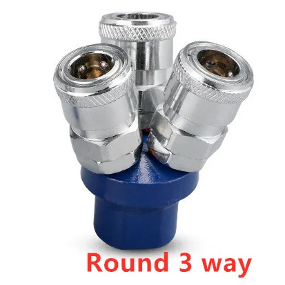 2/3/4/5Way Quick Connector gas channel distributor Air Compressor Manifold Multi Hose Coupler Fitting Pneumatic Tools - Цвет: Round 3 way