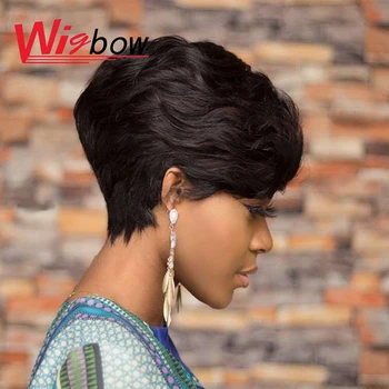 

Pixie Cut Wig Natural Curls Short Wigs Human Hair Wigs For Black Women Brazilian Wig Natural Color Ombre 8 inch Short Wig