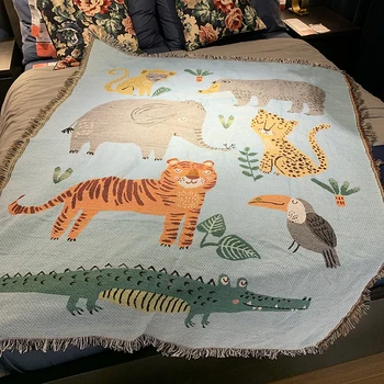 

Nordic ing wind-needle carpet sand blanket cartoon cartoon children's room decorative air conditioning blanket afternoon dust