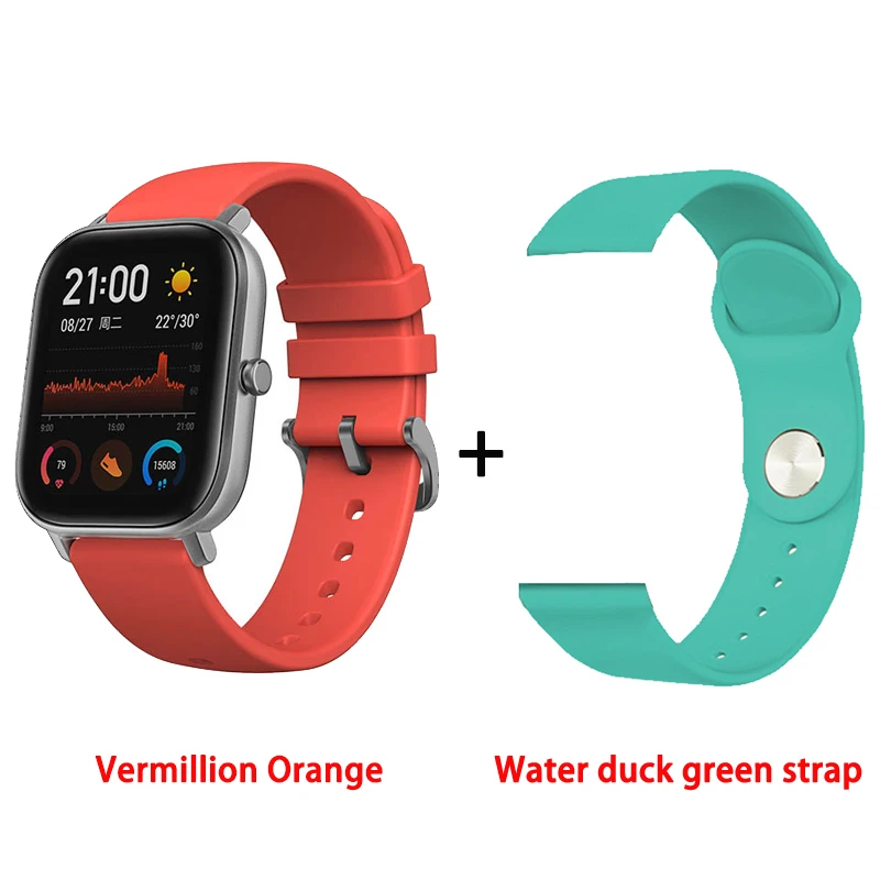 Amazfit GTS глобальная версия Смарт-часы для мужчин и женщин 5ATM водонепроницаемые часы для плавания под давлением для Xiaomi Android Phone IOS - Цвет: Orange add green