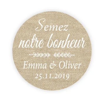 

DouxArt 100 Pieces Stickers Personalized Wedding Favors, 4cm Linen Let Our Love Grow Wedding Party Decoration Gift Box Labels