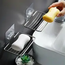 Steel Soap Dish Bathroom Storage Soap Rack Plate Box Container Wall Storage Rack Holder