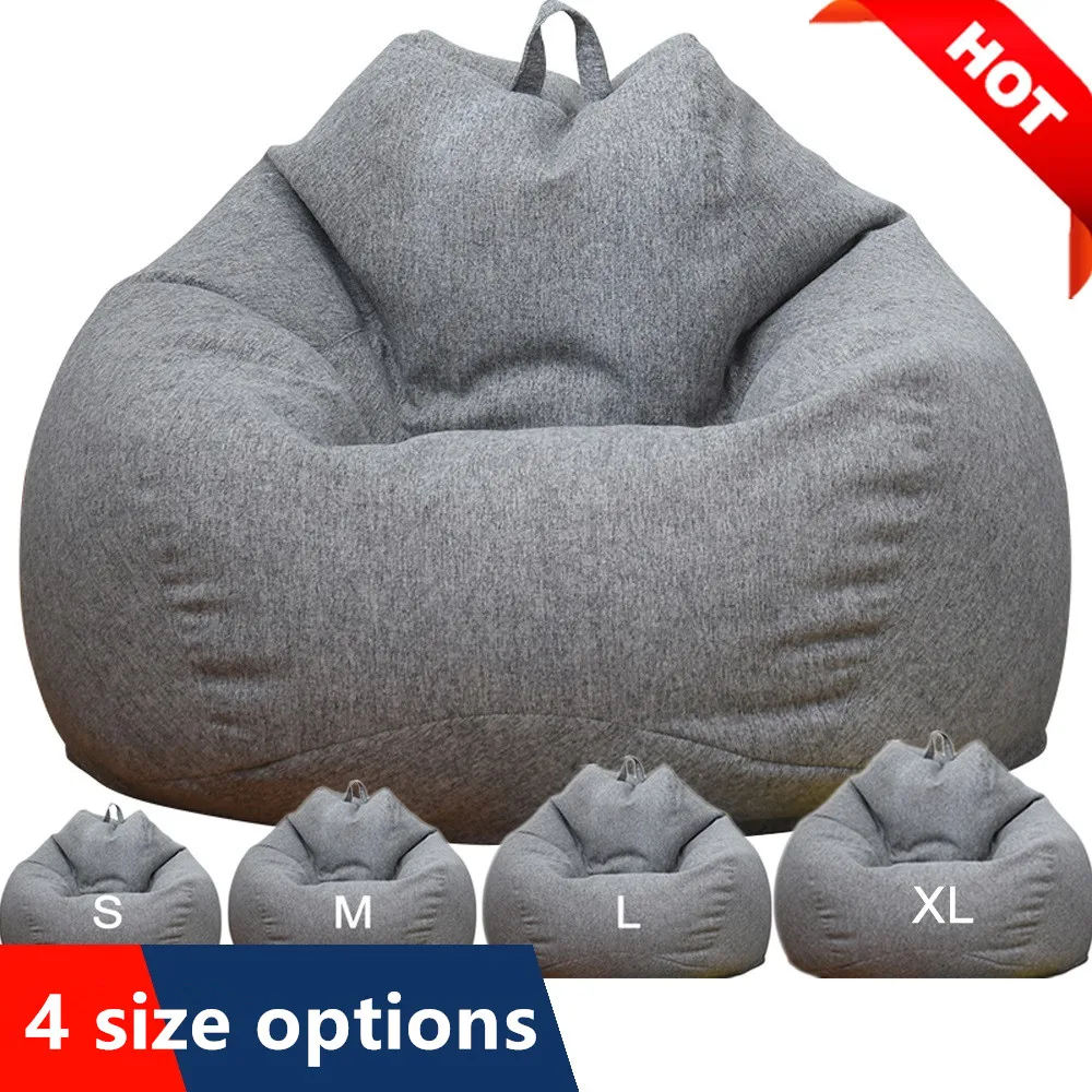 Big XXL Linen Beanbag Sofa Cover No Filler Bean Bag Chair Pouf Bed Futon Ottoman Seat Tatami Puff Relax Lounge Furniture